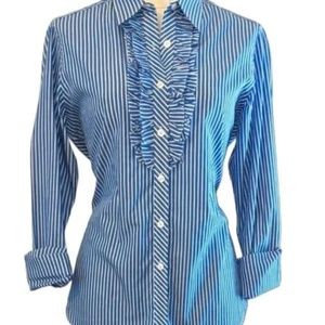 NWT - Lilly Pulitzer Jonni Striped ruffled button down shirt size 6